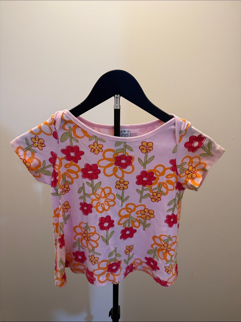 Toddler Pink Floral Short Sleeve Tee with Bright Blooms